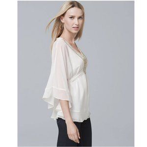 White House Black Market Women's Embellished Kimono Blouse Size XXS Peti…